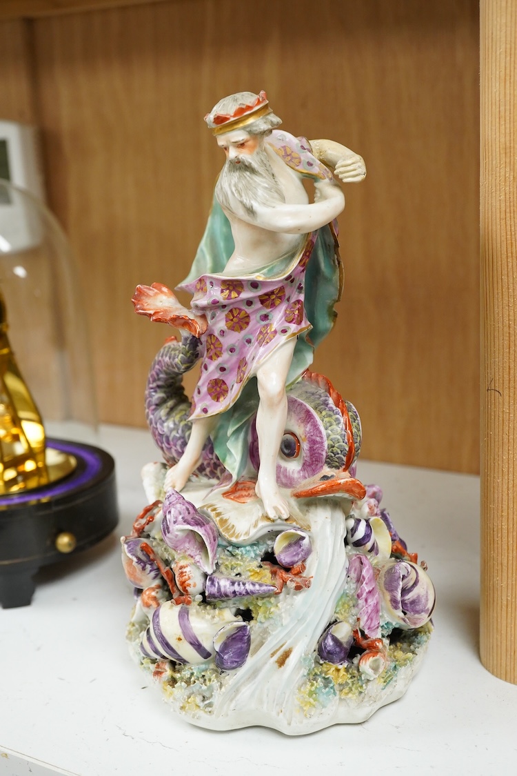 A late 18th century Derby figure of Neptune, 23cm